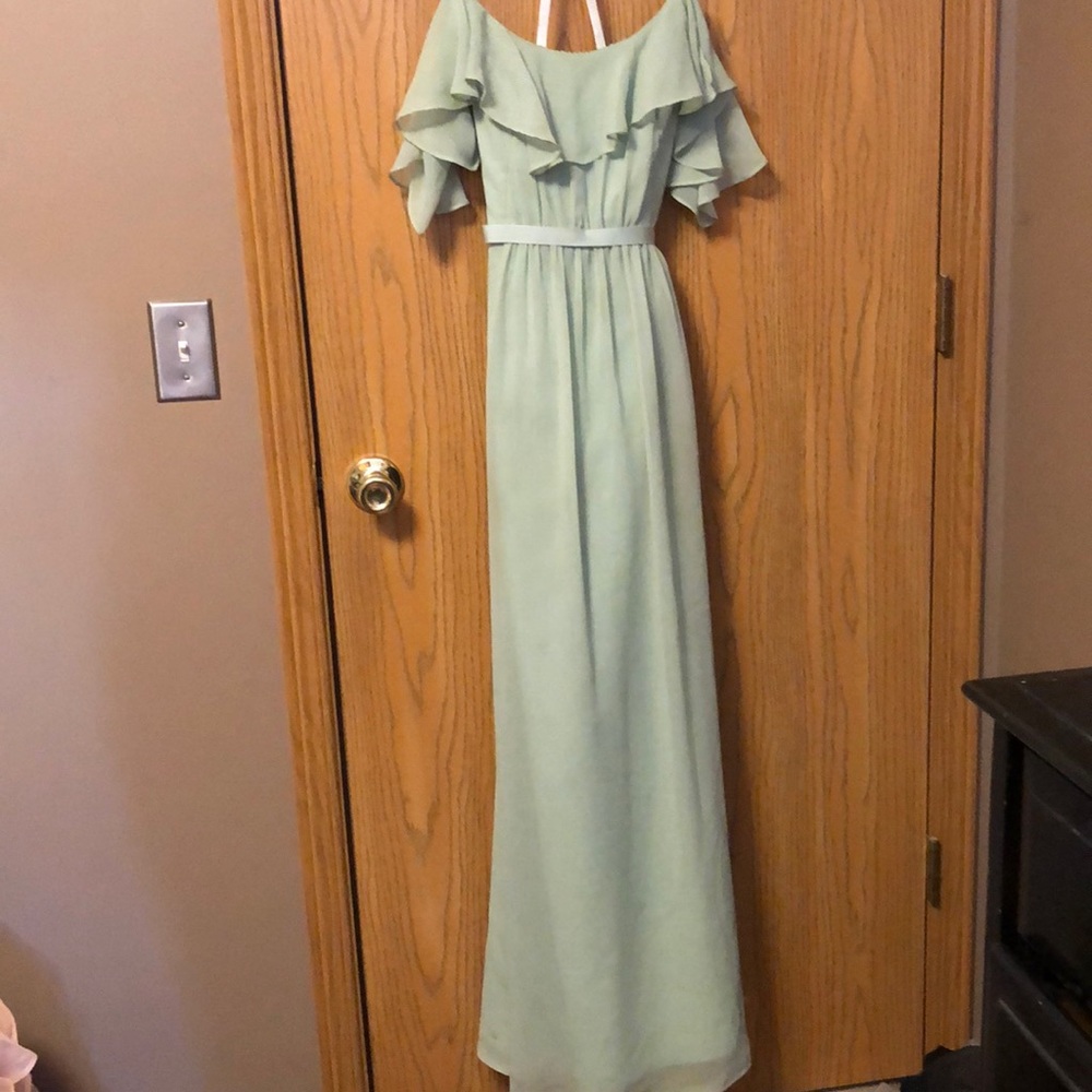 Meadow green floor length gown